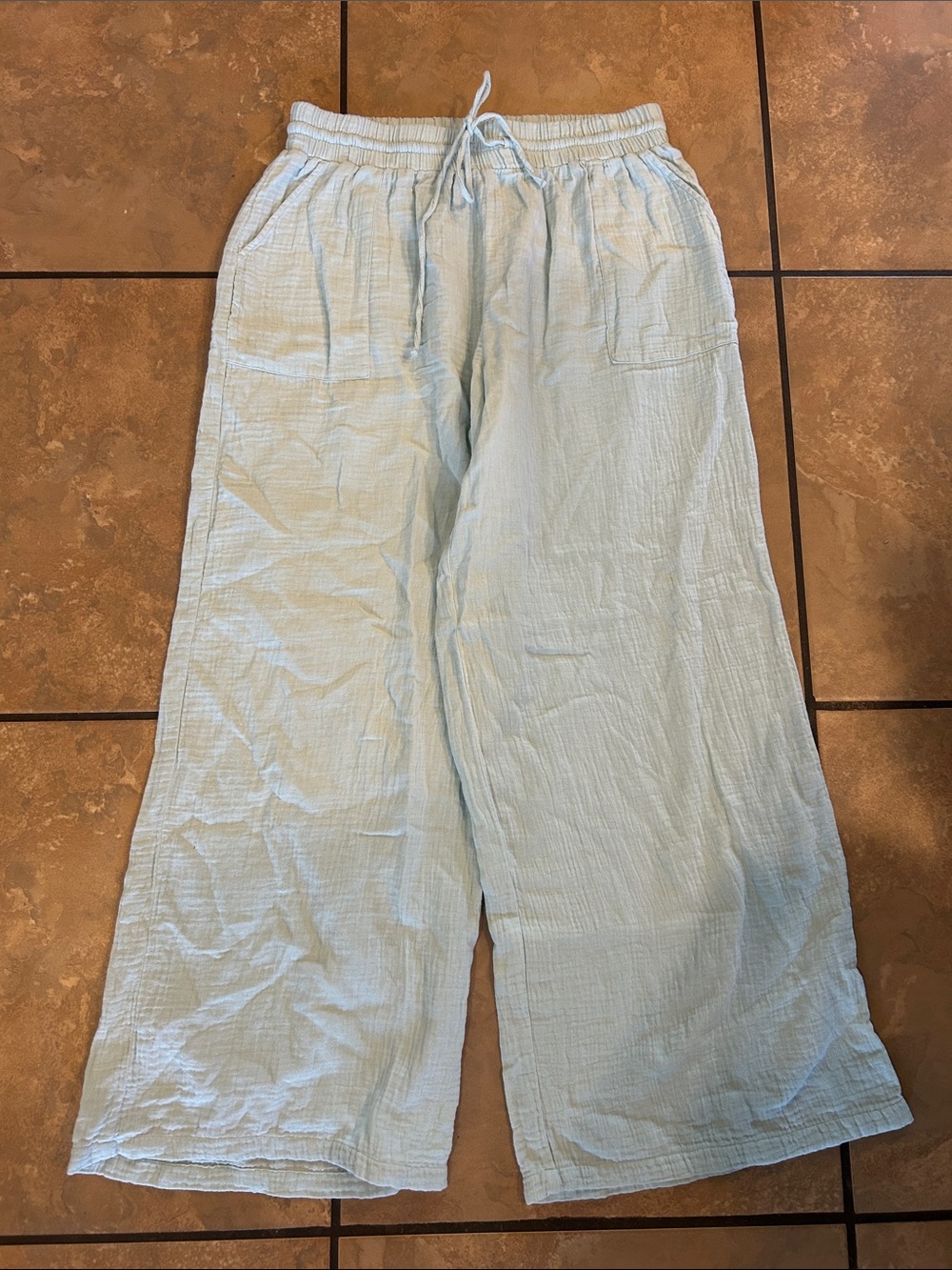 Style & Co. Pale Blue green Wide-Leg Drawstring Pants